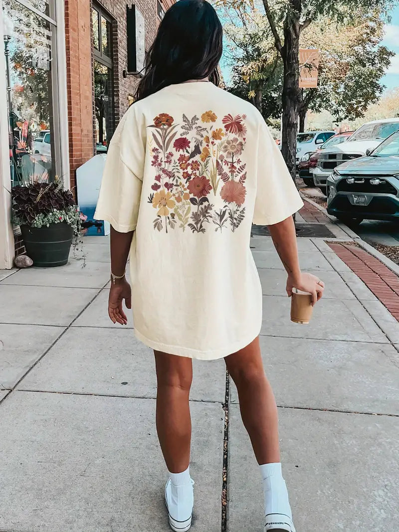 Irys | T-Shirt-Kleid mit Rundhalsausschnitt und Blumenmuster