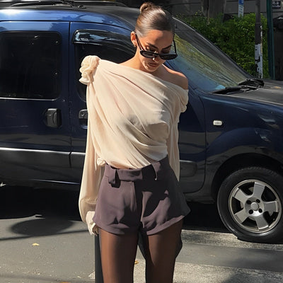 Kerassi | Chiffonbluse aus Geblümtem Netz für Damen