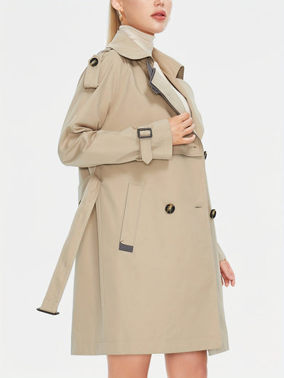 Gracey | Doppelreihiger Damen-Trenchcoat mit verstellbarem Gürtel und Epauletten