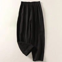 Amalia | Leichte Sommerhose aus Baumwolle & Leinen in Schwarz