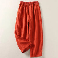 Amalia | Leichte Sommerhose aus Baumwolle & Leinen in Orange