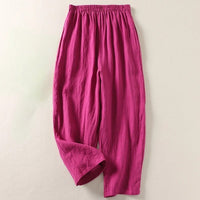 Amalia | Leichte Sommerhose aus Baumwolle & Leinen in Rosa