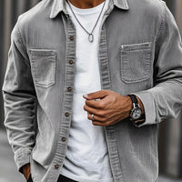 Bryce | Herren Langarm-Overshirt mit Taschen und Knöpfen in Grau