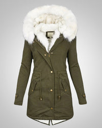 Nele | Damen Gefütterte Winter Parka Jacke in Grün