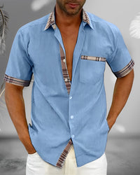 Theo | Herren Kurzarm Shirt Komfort Casual Sommer Urban Modern in Hellblau