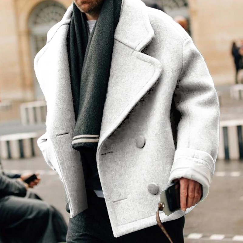 Eleganter Kurzer Wollmantel Lockere Passform für Herren | Ideal für den Winter