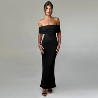 Stella | Damen Maxikleid Elegant Festlich Fließend Zeitlos Romantic in Schwarz