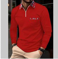 Florent - Herren-Langarm-Polo mit Zipper in Rot