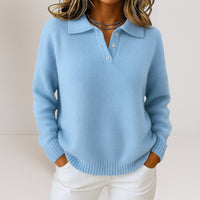 Olivia™ | Weicher Strickpullover mit Kragen in Blau