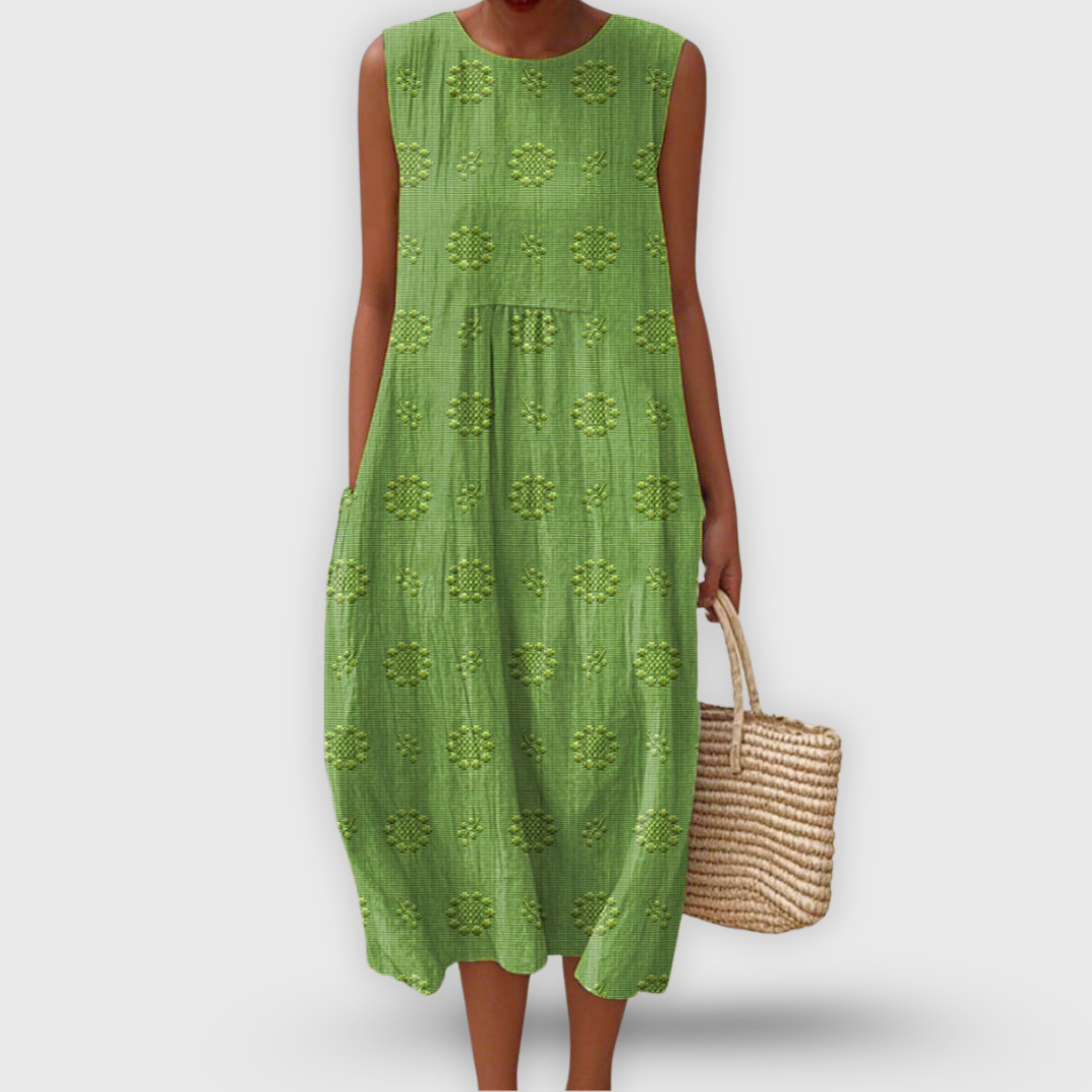 Roos™ | Elegantes ärmelloses Baumwollkleid mit Taschen