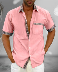 Theo | Herren Kurzarm Shirt Komfort Casual Sommer Urban Modern in Rosa