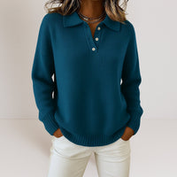 Olivia™ | Weicher Strickpullover mit Kragen in Dunkelblau