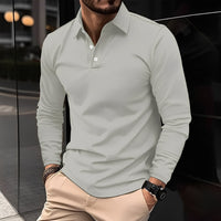 Deacon - Bequemes Langarm-Poloshirt für Herren in Grau