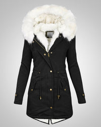 Nele | Damen Gefütterte Winter Parka Jacke in Schwarz