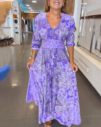 Ruth™ - Elegantes Ferien V-Ausschnitt Kleid in Lila