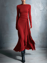 Joeena – Maxikleid Mit Seitlichem Knoten in Rot
