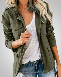 Adeline | Damen Lässiger Herbstjacke mit Taschen in Grün
