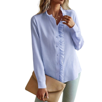 CRIZA – Mühelose Knopfleiste Bluse in Himmelblau