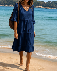 Lorraine - Schickes Midikleid mit V-Ausschnitt in Marineblau