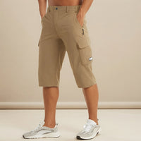 Cedrik - Dehnbare Cargo-Shorts in Khaki