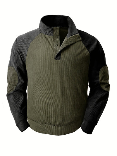 Berry | Herren Corduroy Pullover mit Kontrastärmeln und Ellbogenpatches
