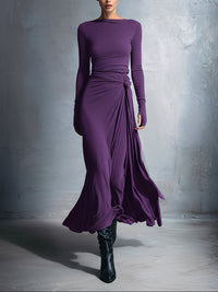 Joeena – Maxikleid Mit Seitlichem Knoten in Lila