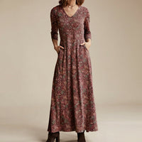 Adeline - Vintage-Kleid mit langen Ärmeln in Rot
