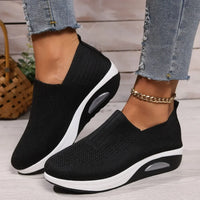 Hermina - Damen Slip-On Sneaker mit Strickstruktur in Schwarz