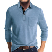 Marty - Komfortables Herren-Poloshirt mit langen Ärmeln in Hellblau