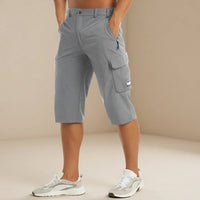 Cedrik - Dehnbare Cargo-Shorts in Grau