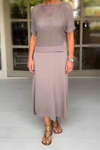 NORMA - Sommerkleid mit Strickoberteil in Aprikose