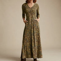 Adeline - Vintage-Kleid mit langen Ärmeln in Braun