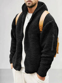 Kapuzenjacke aus Thermofleece - DAVIS in Schwarz