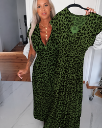 Dyshelle - Stilvolles Boho-Kleid mit V-Ausschnitt in Grün