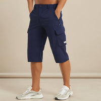 Cedrik - Dehnbare Cargo-Shorts in Marineblau