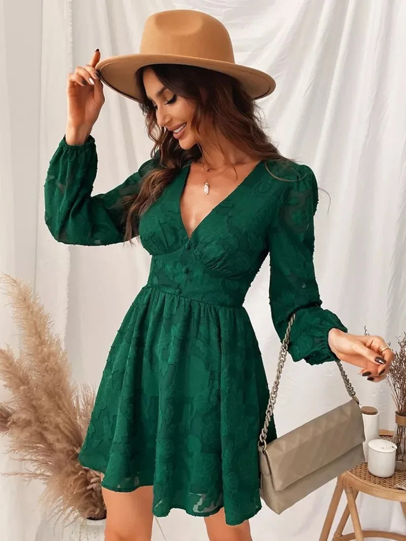 Guni | Grünes Vintage Mini-Kleid für Damen