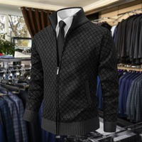 Maximilian | Premium-Strickjacke mit Reißverschluss in Schwarz