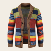 James | Herren gestreifter Cardigan mit Knöpfen in Orange