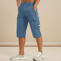Cedrik - Dehnbare Cargo-Shorts in Blau