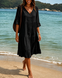 Lorraine - Schickes Midikleid mit V-Ausschnitt in Schwarz