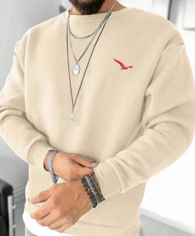 Wolph | Herren Crewneck Sweatshirt mit gesticktem Vogel-Logo, Casual Fit