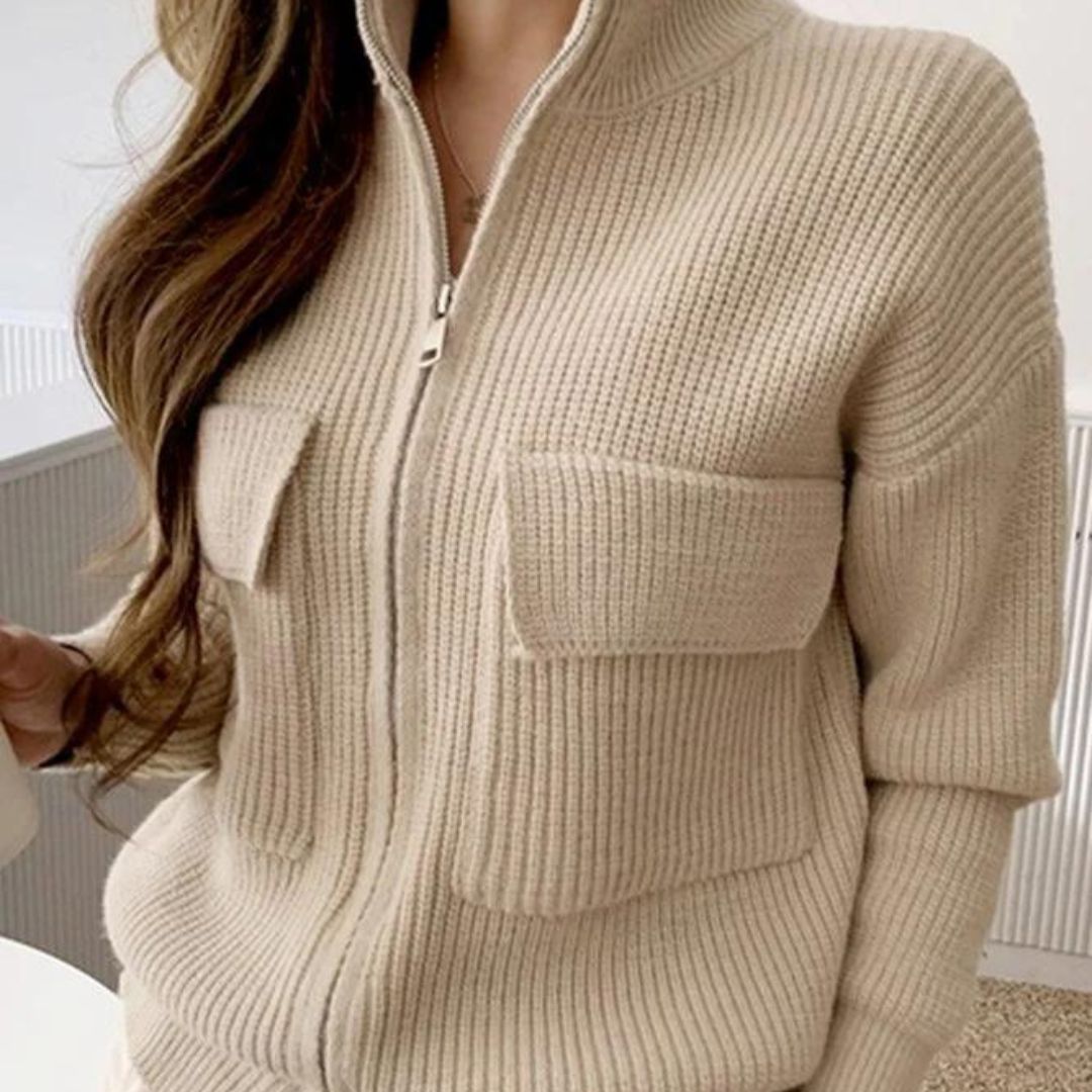 Miela | Komfortable Strickjacke mit Reißverschluss und Vordertaschen