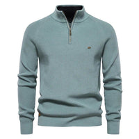 Gianni - Stilvoller Zip-Up Pullover in Seeblau