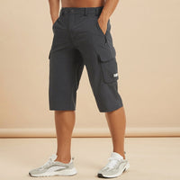 Cedrik - Dehnbare Cargo-Shorts in Dunkelgrau