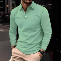 Deacon - Bequemes Langarm-Poloshirt in Grün