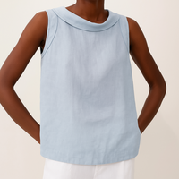 Franziska | Damen Ärmelloses Top Rollkragen Locker Modern Casual Urban in Blau