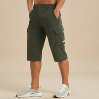 Cedrik - Dehnbare Cargo-Shorts in Dunkelgrün