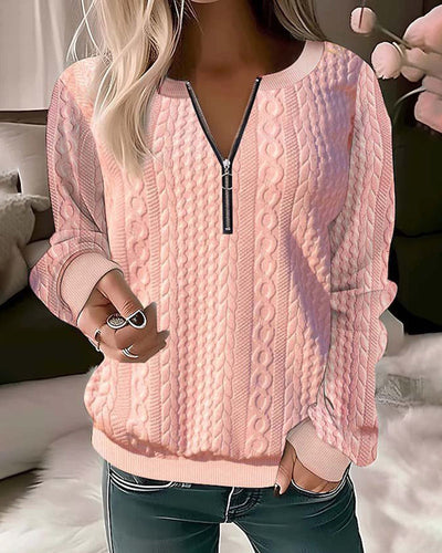 Eleganter Strickpullover mit Halbreissverschluss für Damen | Ideal für den Winter