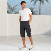 Cedrik - Dehnbare Cargo-Shorts in Schwarz