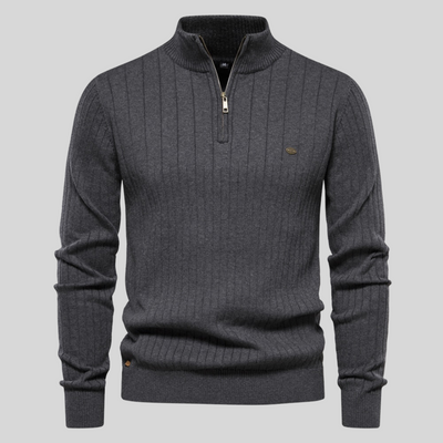 Strickpullover mit mittlerem Kragen und Reißverschluss für Herren